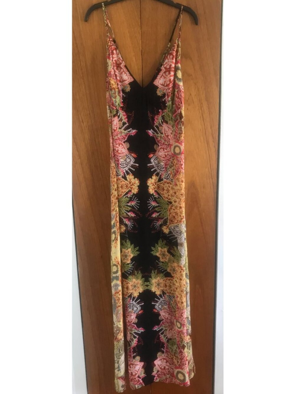 Free People Wildflower Black Multi Print Slip Maxi Dress L Boho Summer - Picture 7 of 14